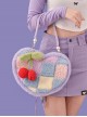 Heart-Shaped Color Contrast Stitching Plush Autumn Winter Hand-Woven Shoulder Strap Cute Cherry Ornaments Sweet Lolita Portable Shoulder Bag