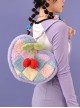 Heart-Shaped Color Contrast Stitching Plush Autumn Winter Hand-Woven Shoulder Strap Cute Cherry Ornaments Sweet Lolita Portable Shoulder Bag