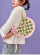 Green White Checkerboard Pink Bear Flower Acrylic Accessories Sweet Lolita Plush Tote Shoulder Bag