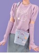 Light Blue Corduroy Unique Girly Purple Decoration Drawstring Tulip Zipper Versatile Sweet Lolita Shoulder Messenger Bag
