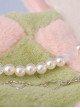 Pink-Green Plaid Stitching White Soft Plush Large-Capacity Bag Love Metal Chain Beads Accessories Sweet Lolita Portable Messenger Bag