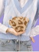 Cute Plush Brown Leopard Paw Design Coin Purse Steel Ball Chain Classic Lolita Shoulder Messenger Bag