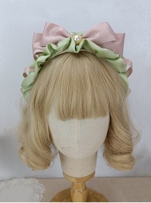 Pink Green Fresh Contrasting Color Bow-Knot Ribbon Sweet Lolita Headband