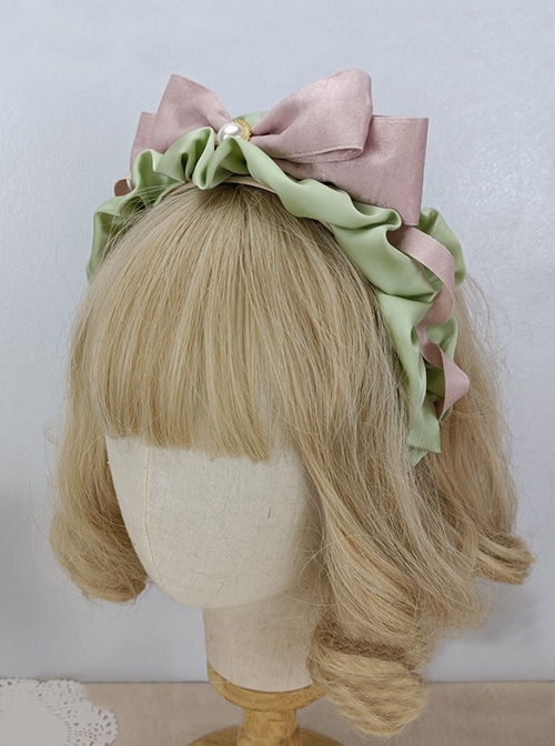 Pink Green Fresh Contrasting Color Bow-Knot Ribbon Sweet Lolita Headband