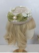 Elegant Retro Pastoral Style Polka Dot Yarn Green Bow-Knot Ribbon Lily Of The Valley Classic Lolita Top Hat