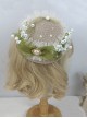 Elegant Retro Pastoral Style Polka Dot Yarn Green Bow-Knot Ribbon Lily Of The Valley Classic Lolita Top Hat