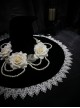 Halloween Miko Rose Pearl Chain Lace Lace-Up Pointed Hat Gothic Lolita Hat