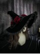 Halloween Miko Rose Pearl Chain Lace Lace-Up Pointed Hat Gothic Lolita Hat