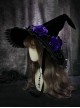 Halloween Miko Rose Pearl Chain Lace Lace-Up Pointed Hat Gothic Lolita Hat