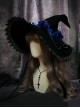 Halloween Miko Rose Pearl Chain Lace Lace-Up Pointed Hat Gothic Lolita Hat