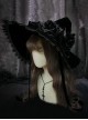 Halloween Miko Rose Pearl Chain Lace Lace-Up Pointed Hat Gothic Lolita Hat