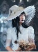 Halloween Miko Rose Pearl Chain Lace Lace-Up Pointed Hat Gothic Lolita Hat