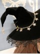 Polar Night Starry Sky Series Ornate Bronzing Star Rhinestone Bow Gold Star Pendant Halloween Gothic Lolita Witch Hat