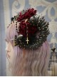 Spider Lair Series Rose Spider Web Halloween Cross Bead Chain Decoration Gothic Lolita Ornate Devil Horn Headband