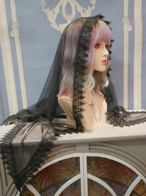 Black Triangle Lace Halloween Cross Simple Gothic Lolita Veil