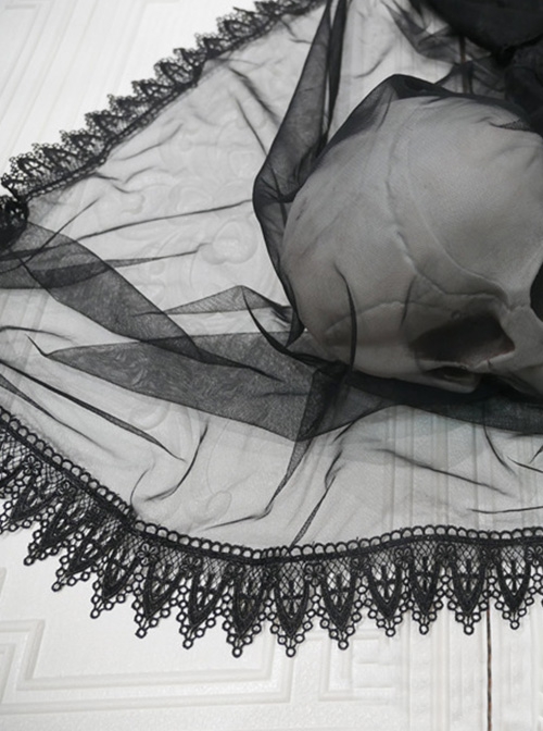 Black Triangle Lace Halloween Cross Simple Gothic Lolita Veil