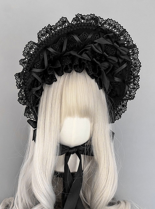 Solid Color Bow-Knot Ribbon Decoration Retro Gorgeous Lace Gothic Lolita Headband