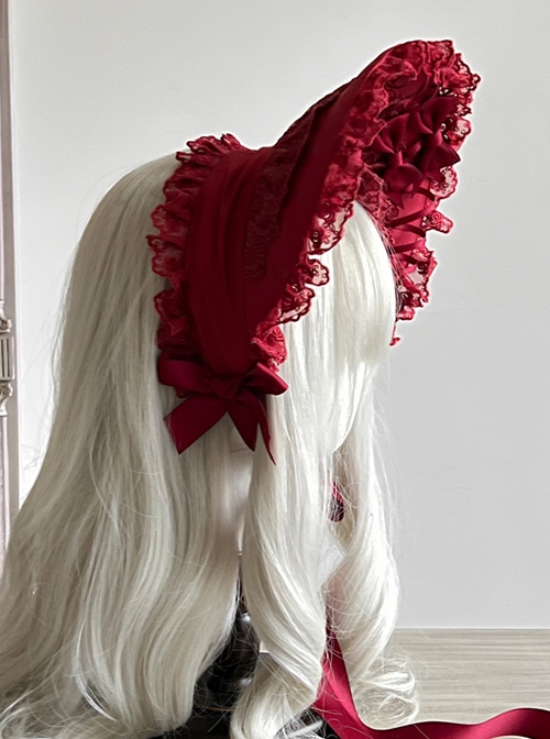 Solid Color Bow-Knot Ribbon Decoration Retro Gorgeous Lace Gothic Lolita Headband