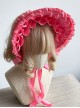 Miss Fulla Series Rose Pink Simple Lace Jacquard Lace-Up Bow-Knot Sweet Lolita Headband