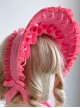 Miss Fulla Series Rose Pink Simple Lace Jacquard Lace-Up Bow-Knot Sweet Lolita Headband