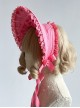 Miss Fulla Series Rose Pink Simple Lace Jacquard Lace-Up Bow-Knot Sweet Lolita Headband