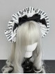 Maid Style Classic Lolita Halloween Black Bowknot Bat Wings Striped Lace Headband