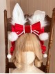 Christmas Red Velvet Bowknot White Fur Ball Rabbit Ears Cute Classic Lolita Headband