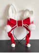 Christmas Red Velvet Bowknot White Fur Ball Rabbit Ears Cute Classic Lolita Headband