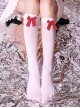 College Style Sweet Personality Red Striped Bow-Knot Thin Section White School Lolita Socks