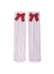 College Style Sweet Personality Red Striped Bow-Knot Thin Section White School Lolita Socks