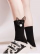 Black Three-Dimensional Plush Ball Rabbit Ears Cute All-Match Cotton Classic Lolita Socks