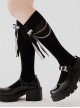 Plaid Bow-Knot Metal Chain Decoration Black School Style JK Personality Classic Lolita Socks