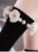 Small White Flower Pearl Decoration Black Personality All-Match Cotton Classic Lolita Socks