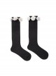 Black-White Solid Color Sweet Cool Pearl Rose All-Match Spring Sweet Classic Lolita Mid-Tube Socks