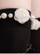Black-White Solid Color Sweet Cool Pearl Rose All-Match Spring Sweet Classic Lolita Mid-Tube Socks