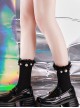 Black Lace Simple Solid Color Personality Pure Cotton Pearl Decoration Classic Lolita Socks