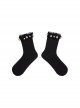 Black Lace Simple Solid Color Personality Pure Cotton Pearl Decoration Classic Lolita Socks