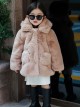 Rich Family'S Daughter Series Solid Color Winter Warm Thick Plush Kids Long-Sleeved Hooded Coat