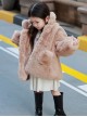 Rich Family'S Daughter Series Solid Color Winter Warm Thick Plush Kids Long-Sleeved Hooded Coat