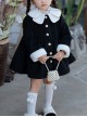 White Petal Collar Design Versatile Spring Autumn Fashion Cute Plush Cuffs Classic Lolita Kids Long-Sleeved Coat