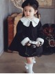 White Petal Collar Design Versatile Spring Autumn Fashion Cute Plush Cuffs Classic Lolita Kids Long-Sleeved Coat