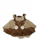 Little Bear Coco Series Autumn Winter Warm Caramel Color Little Bear Embroidered Pom Ball Decoration Sweet Lolita Kids Sleeveless Dress