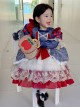 Vintage Palace Lace Puff Sleeve Ornate Bow-Knot Decoration Classic Lolita Kids Long Sleeve Dress