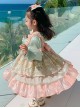 Elegant Square Neck Lace Fairy Sweet Lolita Stitching Lantern Sleeve Kids Long-Sleeve Dress