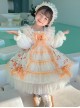 Yellow Sweet Flower Print Spring Lace Lantern Sleeve Sweet Lolita Kids Long Sleeve Dress