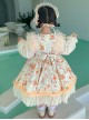 Yellow Sweet Flower Print Spring Lace Lantern Sleeve Sweet Lolita Kids Long Sleeve Dress