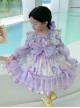 Candy Star Print Sweet Gorgeous Bow-Knot Lace Puff Sleeves Sweet Lolita Kids Long Sleeve Dress