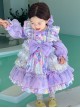 Candy Star Print Sweet Gorgeous Bow-Knot Lace Puff Sleeves Sweet Lolita Kids Long Sleeve Dress