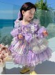 Candy Star Print Sweet Gorgeous Bow-Knot Lace Puff Sleeves Sweet Lolita Kids Long Sleeve Dress