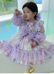 Candy Star Print Sweet Gorgeous Bow-Knot Lace Puff Sleeves Sweet Lolita Kids Long Sleeve Dress